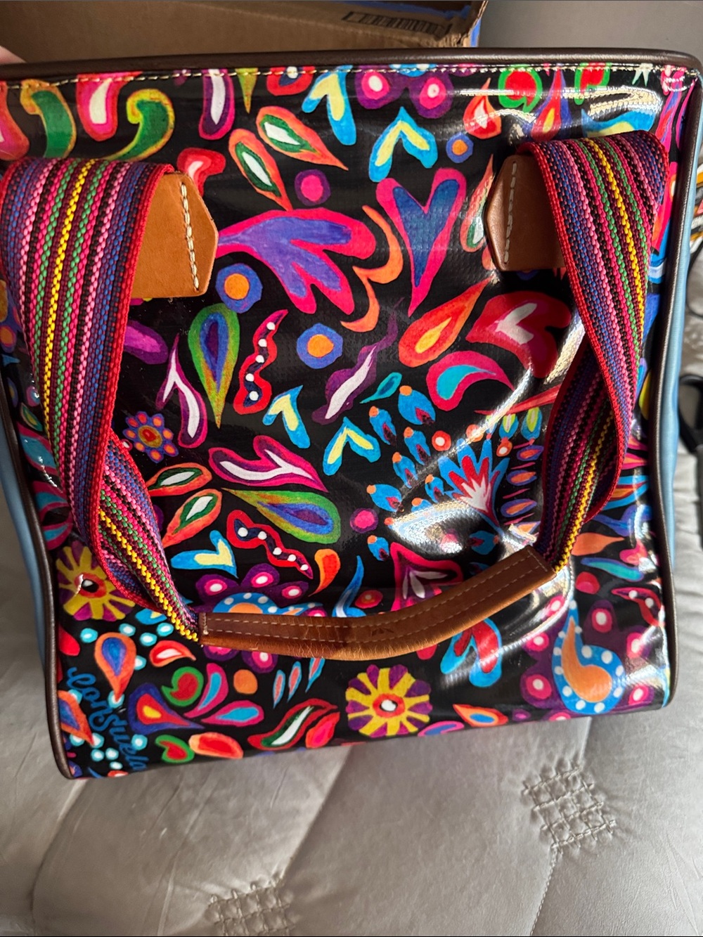 Consuela Sophie Tote with Striped Handles and blue sides waterproof!! - Picture 5 of 9